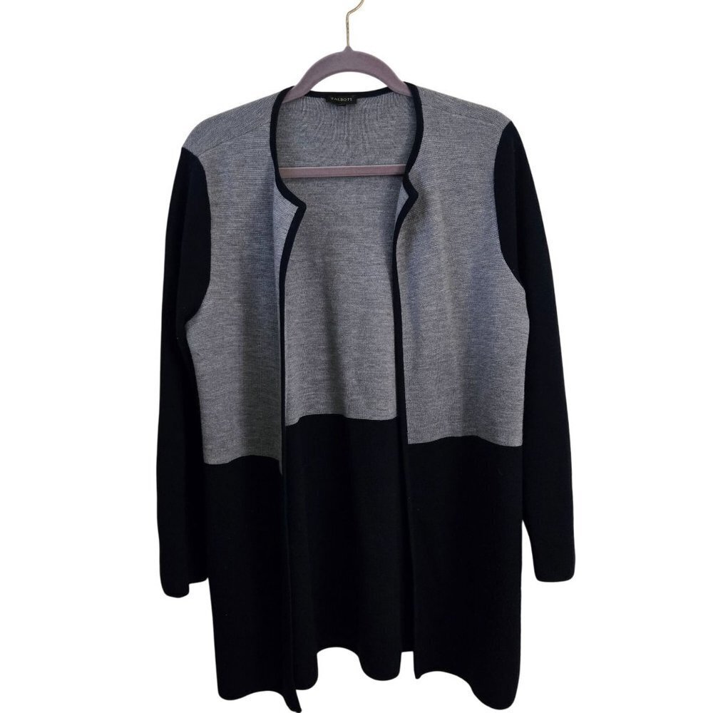 Talbots Merino Wool Color Block Long Line Open Fr… - image 2